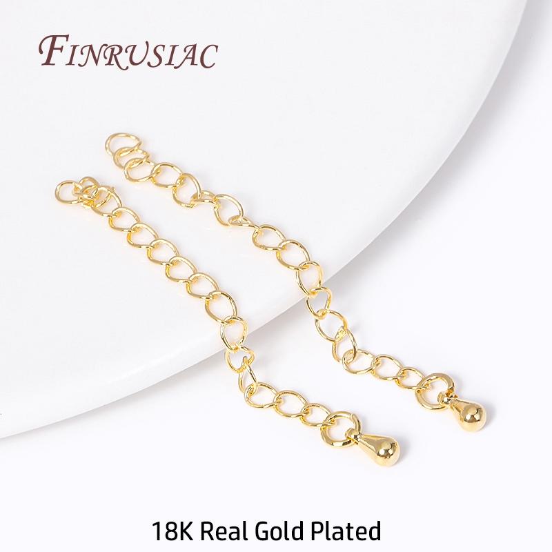 Brass Metal Extension Chain Connectors For DIY Necklace Bracelet Jewelry Making Findings 18K Gold Plated Chain Extender with Tag