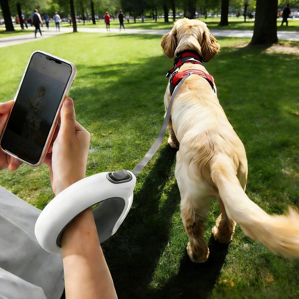 2-in-1 Retractable Dog Leash, Hands-Free & Handheld Mode, - Auto Retracting Dog With Reflective Strap (Non-Electric) / LED Light (Electric)