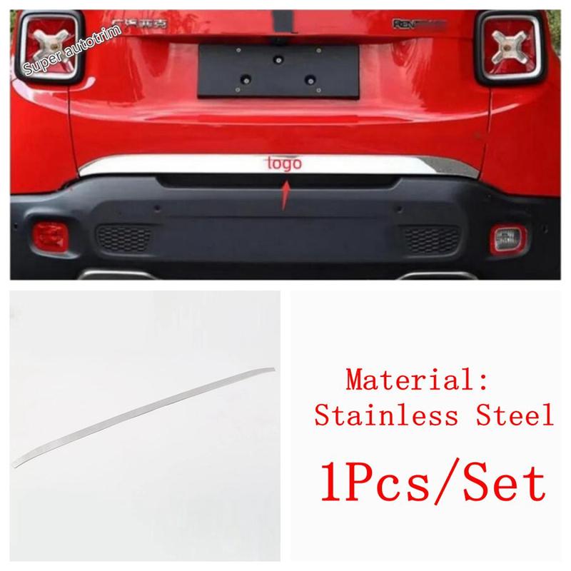 Car Rear Trunk Tail Gate Door Handle Molding Strip Decorative Sequ Cover Trim Metal Accessories For Jeep Renegade 2015 -