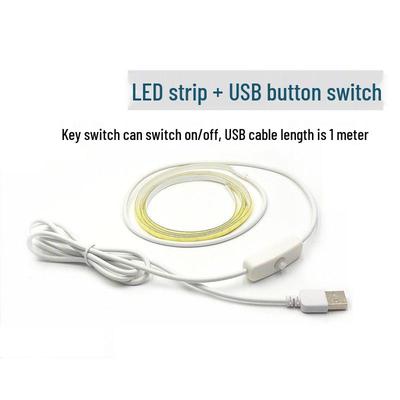 5V USB Flexible Self-Adhesive COB LED Strip Light with Switch