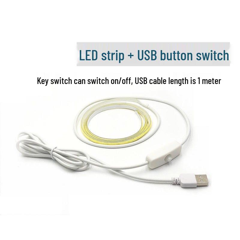 5V USB Flexibles Selbstklebendes COB LED Streifenlicht mit Schalter