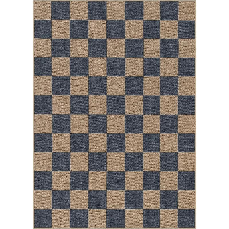 Living Room Carpet Non-slip Dirt-resistant Wear-resistant Floor Mat Black White Checkered Rug Home Decoration Large Size Mats