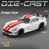 1/24 Dodge Viper ACR SRT Alloy Sports Car Model Diecast Metal Track Racing Vehicles Car Model Sound and Light Childrens Toy Gift