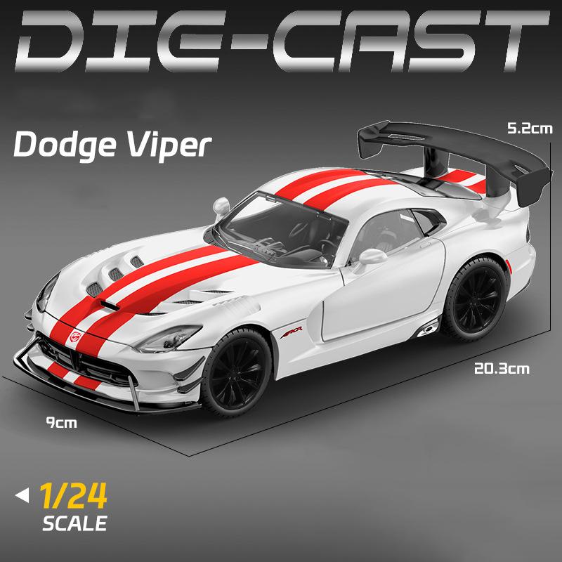 1/24 Dodge Viper ACR SRT Alloy Sports Car Model Diecast Metal Track Racing Vehicles Car Model Sound and Light Childrens Toy Gift