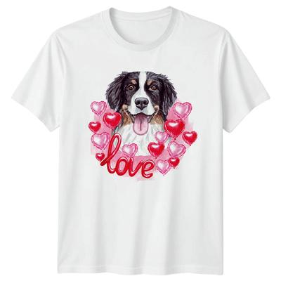 Watercolor Bernese Mountain Dog Love Heart Unisexs TShirt Berner Puppy Dog