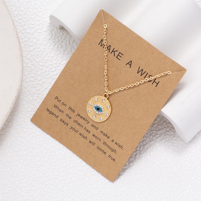 Single diamond necklace European and American high-end jewelry women's fashion gold-plated devil's eye punk style collarbone chain