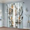 Set Of 2 Elegant Curtain Fabric Print White Flowers Polyester Easy Install Without Rod Versatile All Ldeal Living Room Perfect For Great