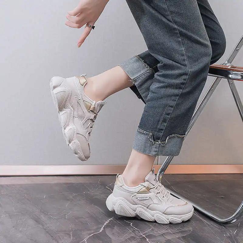 Fashion Non-slip Height Increasing Original Woman Loafers Vulcanize White Sneakers Ladies Women's Demi-season Shoes Sports