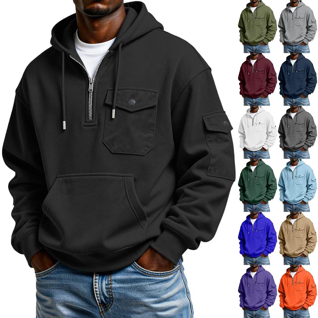 Men's Solid Color Sweatshirt Hoodie Men's Sports Large Size Casual Sweatshirt