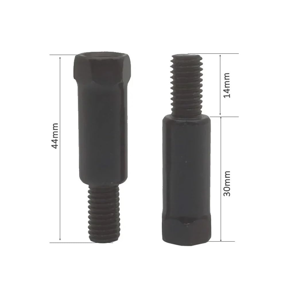 1 Pair Long Black Silver Motorcycle Rear Mirror Adapter Fits M8 8mm Clockwise Counterclockwise