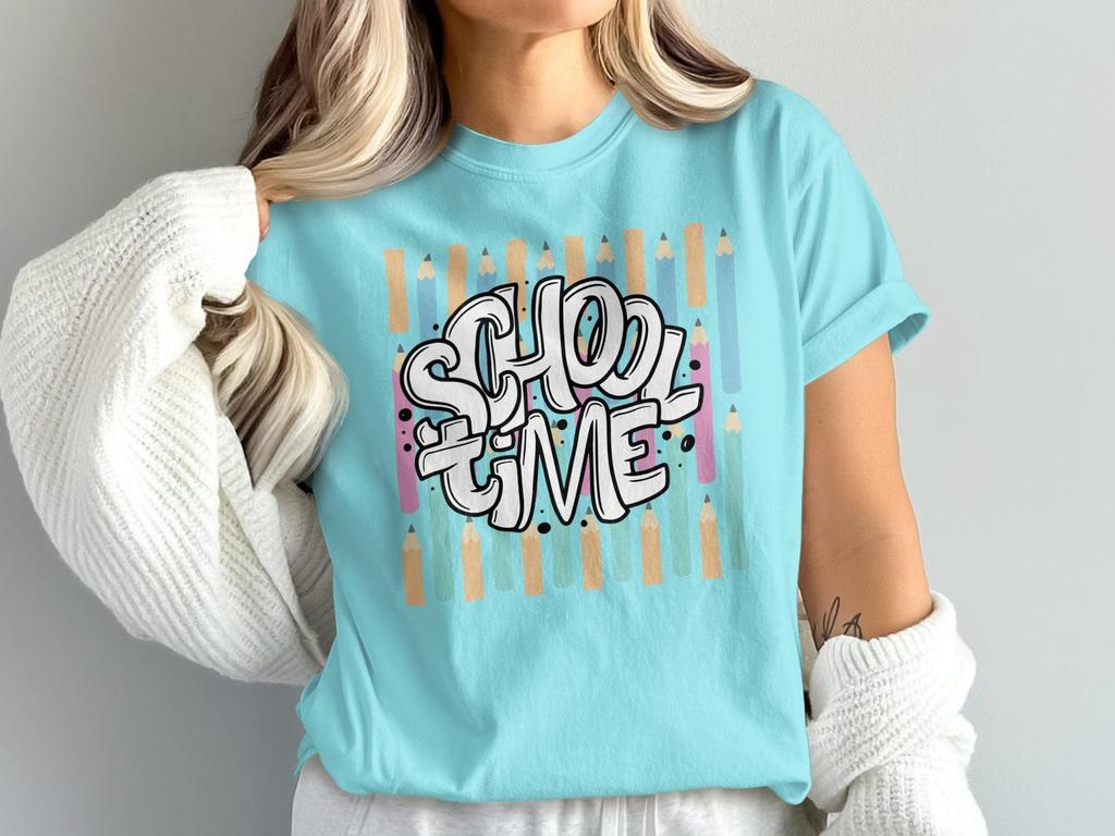 School Time Graffiti T-Shirt, Back To School Teacher Apparel, Student Pencil Design