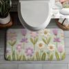 Minzgrüne Gänseblümchen-Tulpen-Badezimmermatte, Rutschfester maschinenwaschbarer Teppich, Florale Küchen-Badezimmer-Dekoration, Ideales Einweihungsgeschenk