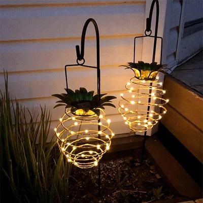Led solar abacaxi pendurado lanterna à prova dwaterproof água fio de cobre luz de fadas ao ar livre festa lâmpada para festival casamento jardim decoração da árvore