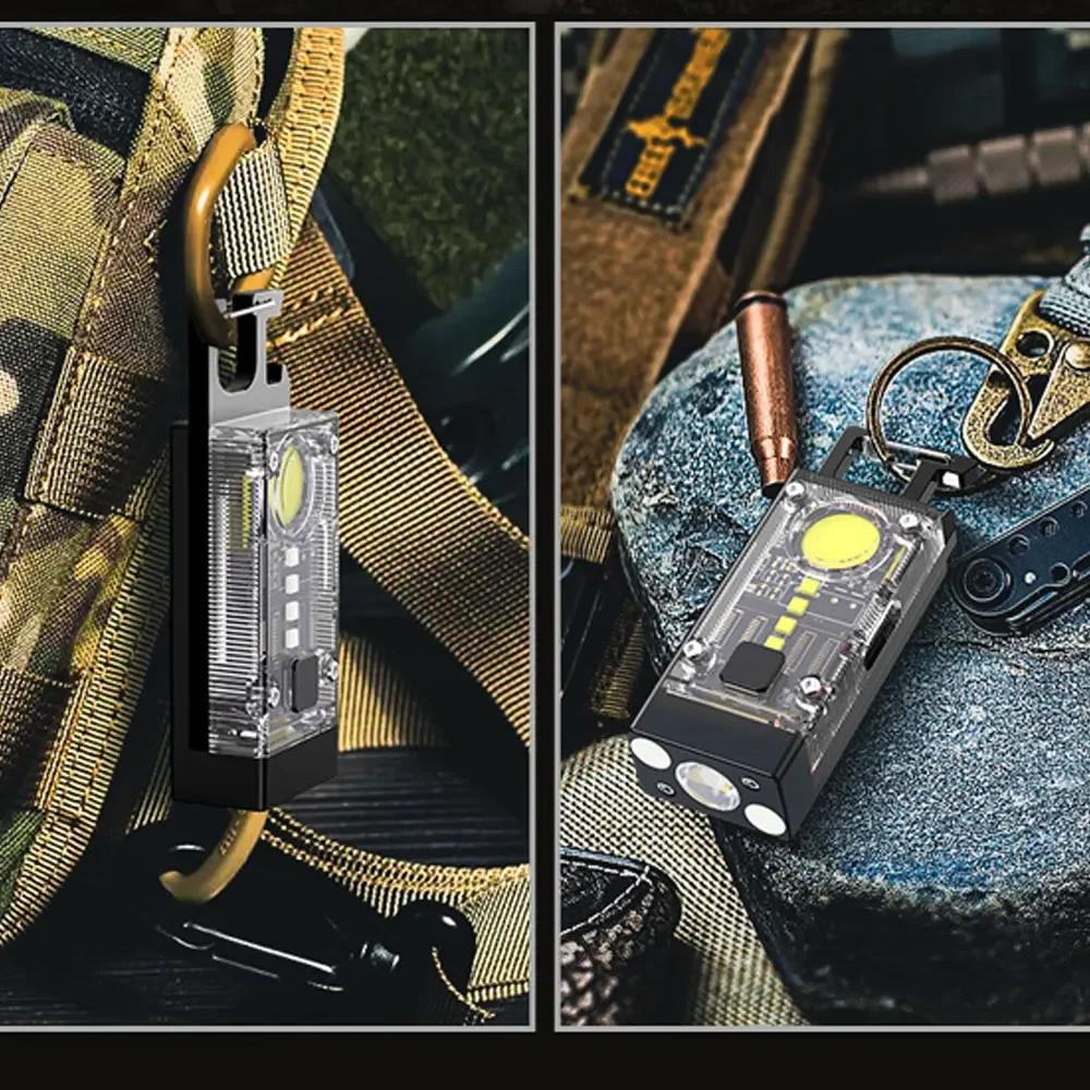 4000LM mini EDC solární LED + COB svítilna malá kapesní klíčenka svítilna USB dobíjecí silná magnetická kempingová lucerna světlomet