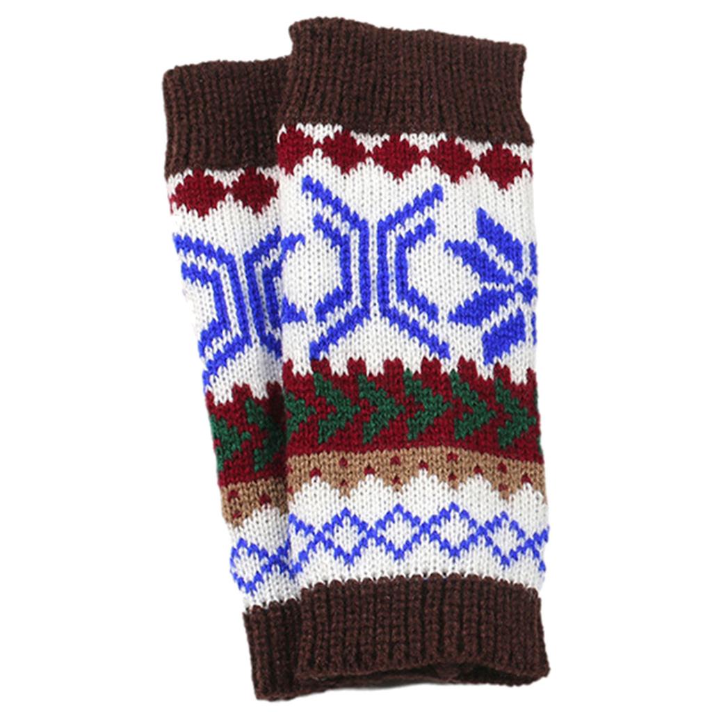 Christmas Pattern Mittens Stretchy Hand Gloves Female Winter Autumn Oversleeves Fingerless Gloves for Outdoor Activity