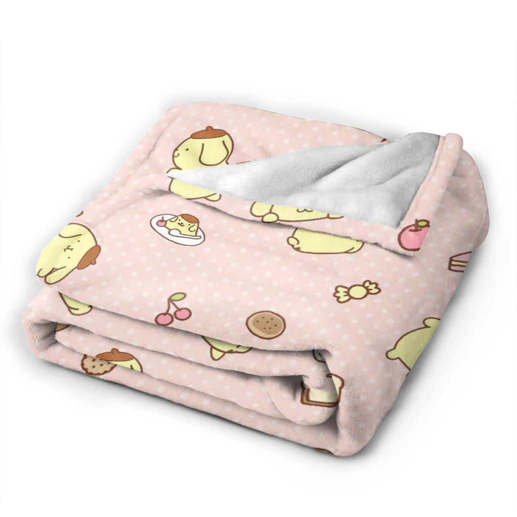 Pink Pom Pom Purin Cartoon Blanket  Flannel Awesome Warm Throw Blanket for Bed Sofa Spring/Autumn,