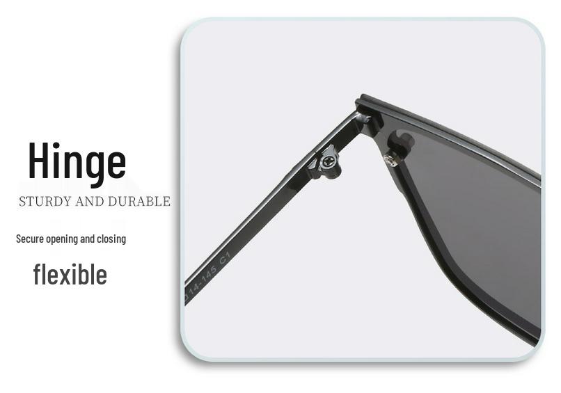 Trendy European & American Large Frame Street Style Polarized Metal Sunglasses for Outdoor Casual Wear