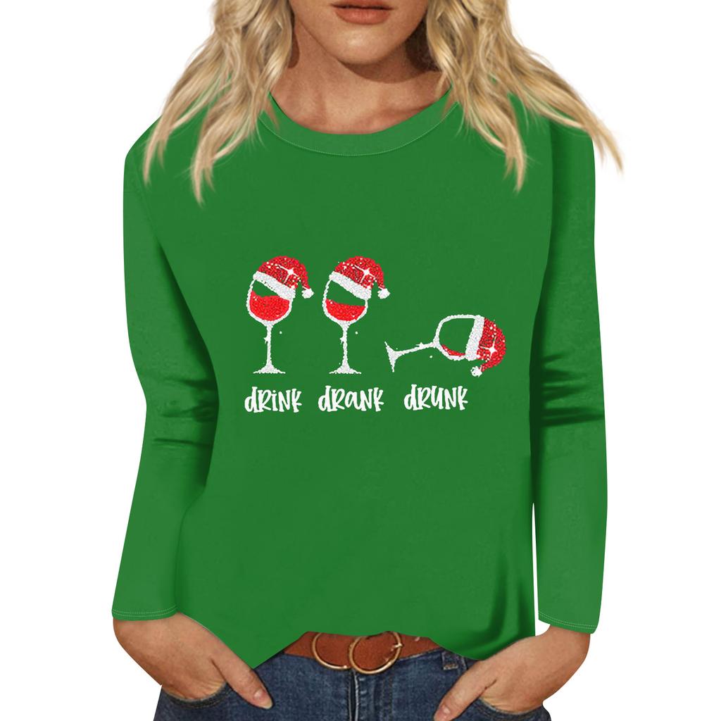 Women's Loose Comfortable Casual Fashion Round Neck Christmas Print Long Sleeve Hoodie