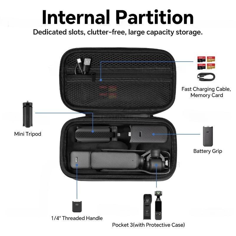 For DJI Osmo Pocket 3/4/Xtra Muse Hard Shell Carrying Case Portable Shockproof Storage Bag with Hand Strap Camera Accessories