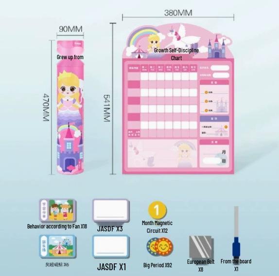 

Children s Magnetic Growth Chart with Reward Stickers - Encourages Good Habits & Self-Discipline, Reusable & Wipeable Wall Sticker.