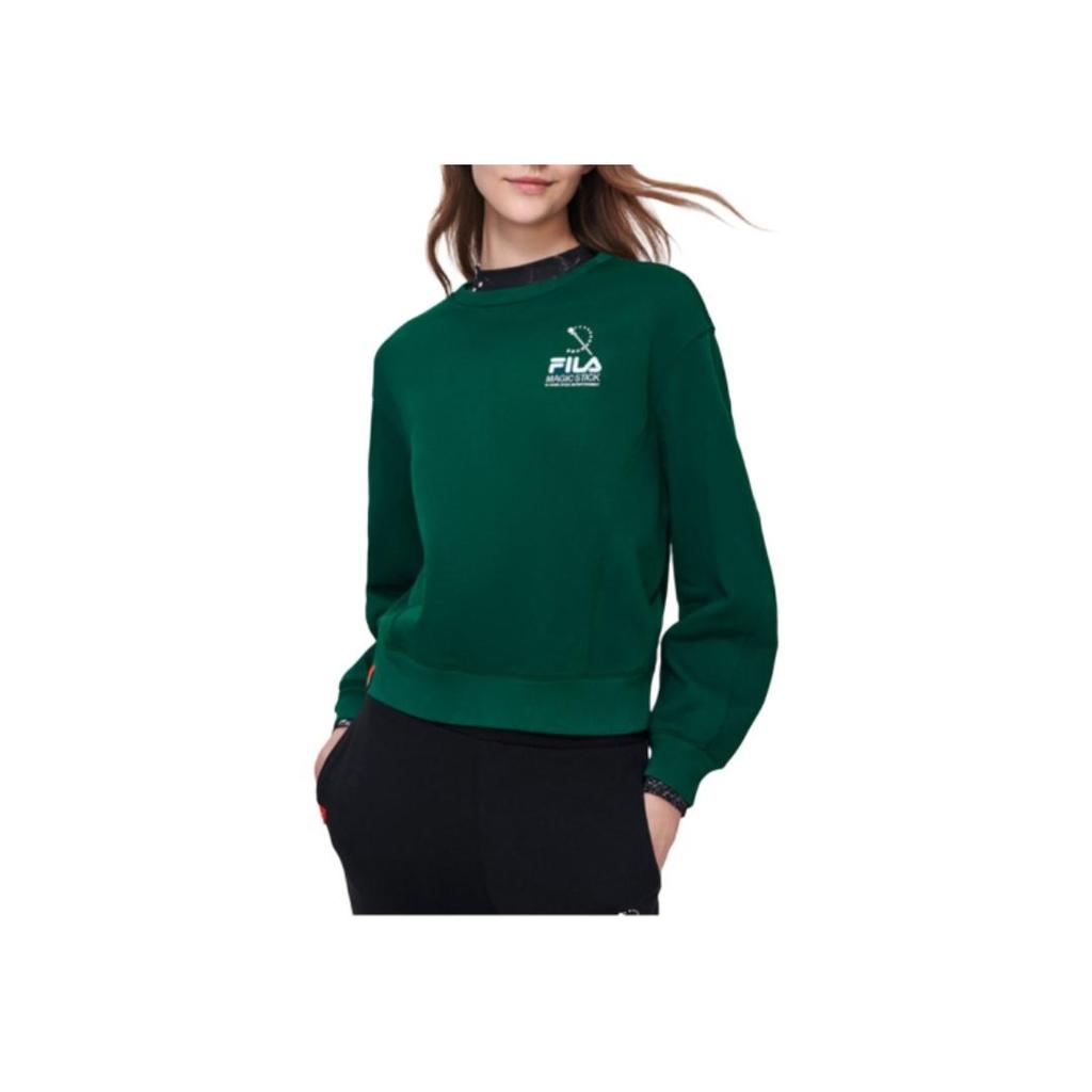 Fila Solid Color Round Neck Pullover Long Sleeve Sweatshirt Women Sweatshirt Wheat-Green F11W319208F-GN