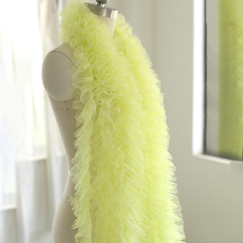 1M Pink White Blue Baby Puff Skirt Fabric 3D Mesh Pleated Ruffled Tulle Trim Girl Dress Doll Clothes Sewing Lace Diy Craft New