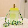 Cute Water Bottles with Straws, Creative Ice Cream Plastic Popsicle Drink Water Bottles, BPA Free Transparent Water Jug, Adjustable Shoulder Strap,
