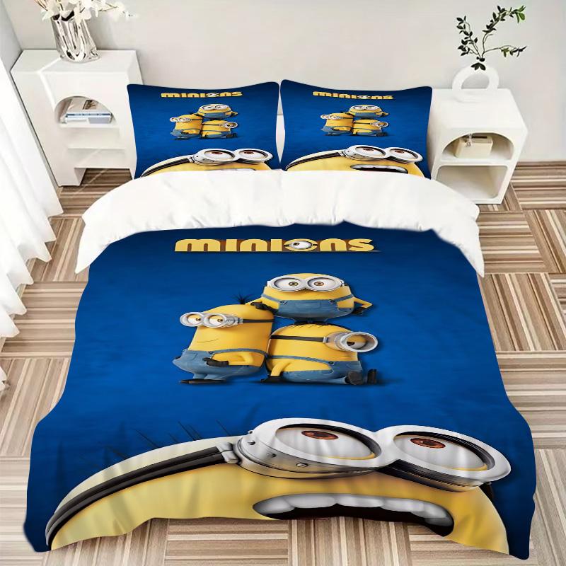 Minions Adventure Begins Print 3Pcs Bedding Setduvet Cover With 2 Bedropillowcase Home Birthday Gift