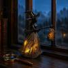 Spooky Witch Light Halloween Lamp Decoration, Gothic Holding Lantern Light, Party Ornaments Battery Powered Decorative for Home Office Porch