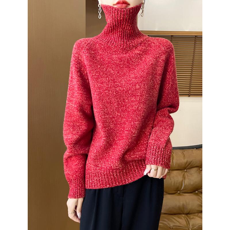 Autumn And Winter New Wool Sweater Women'S Turtleneck Loose Five-Needle Wool Thickened Knitted Sweater Bottoming Shirt Top