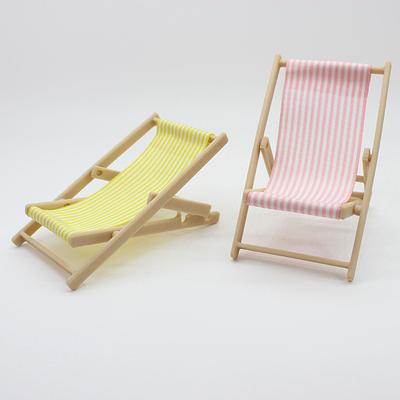 1Pc Outdoor Reclining Chair Dollhouse Miniature Items Wooden Beach Chair Model For Girl Mini Furniture Scene Diy Accessories