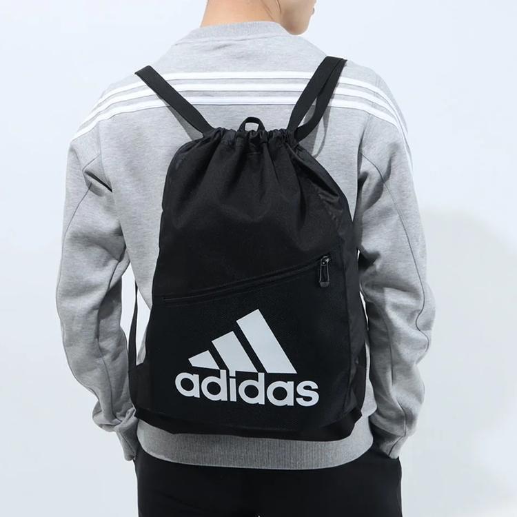adidas Large Logo Print Training Drawstring Backpack Unisex Backpack Black GN8875