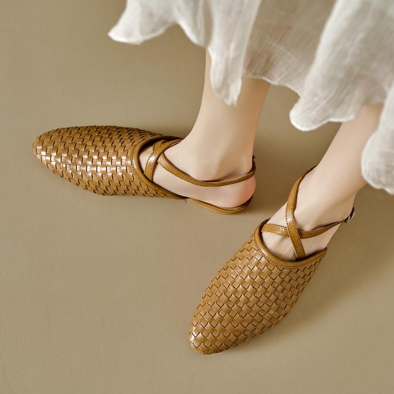 2024 Fashion Women High Heeled Sandals Genuine Leather Hollowing Weave Party Shoes Woman Kitten Heels Prom Pumps Office Shoes