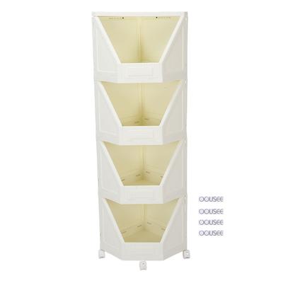 Corner Storage Cabinet with 4 Movable Wheels Corner Shelf Stand Bookshelf for Small Space Bathroom