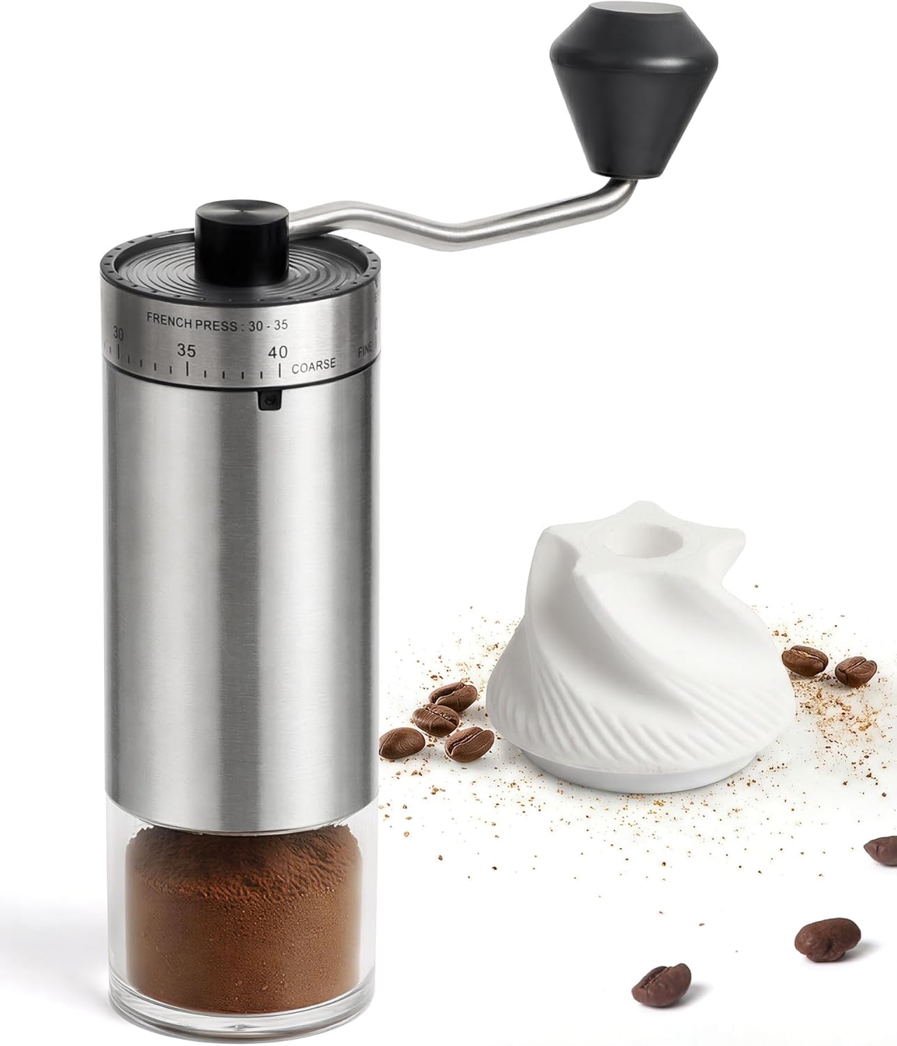 

Coffee Grinder with 40 Adjustable Grind Settings With Ceramic Conical Burr,Handheld Grinder with Handle Crank, Portable H United States