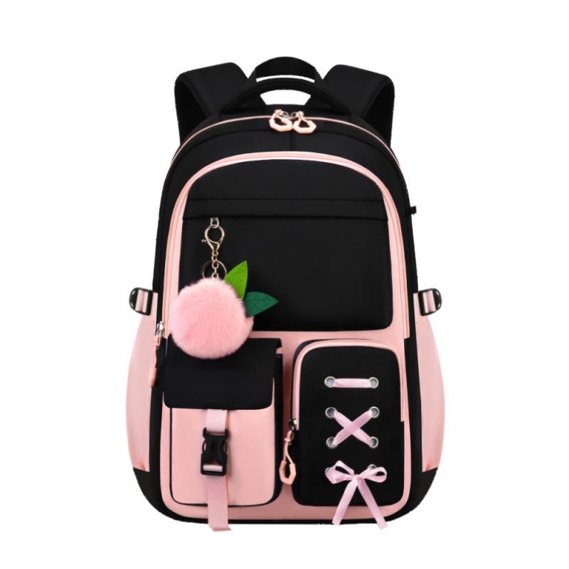 Pink Large Capacity Three-Piece Backpack Set for Junior High School Girls