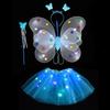 Non-Toxic 2-6 Year Led Children Costume Props Children Skirts Luminous Wing Toys Flashing Butterfly Wing Skirt Set Kids Luminous Party Toys