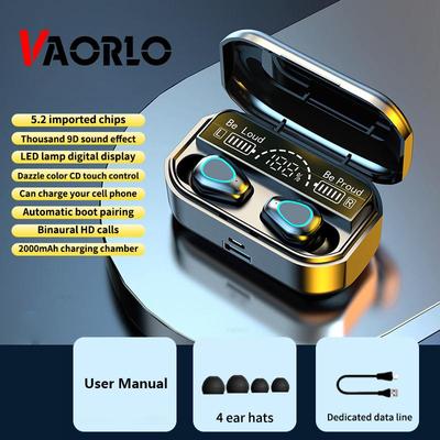 VAORLO Mini-In-Ear-Funkkopfhörer mit digitalem Display, Headset mit großer Kapazität und HD-Mikrofon für alle Smartphones