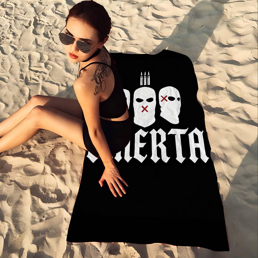 Marke Omerta Maes 47 Logo Schwarzes Mikrofaser Strandtuch Saugfähig Schnelltrocknend Weich Yoga Schwimmen Resort Bergsteigen Handtuch