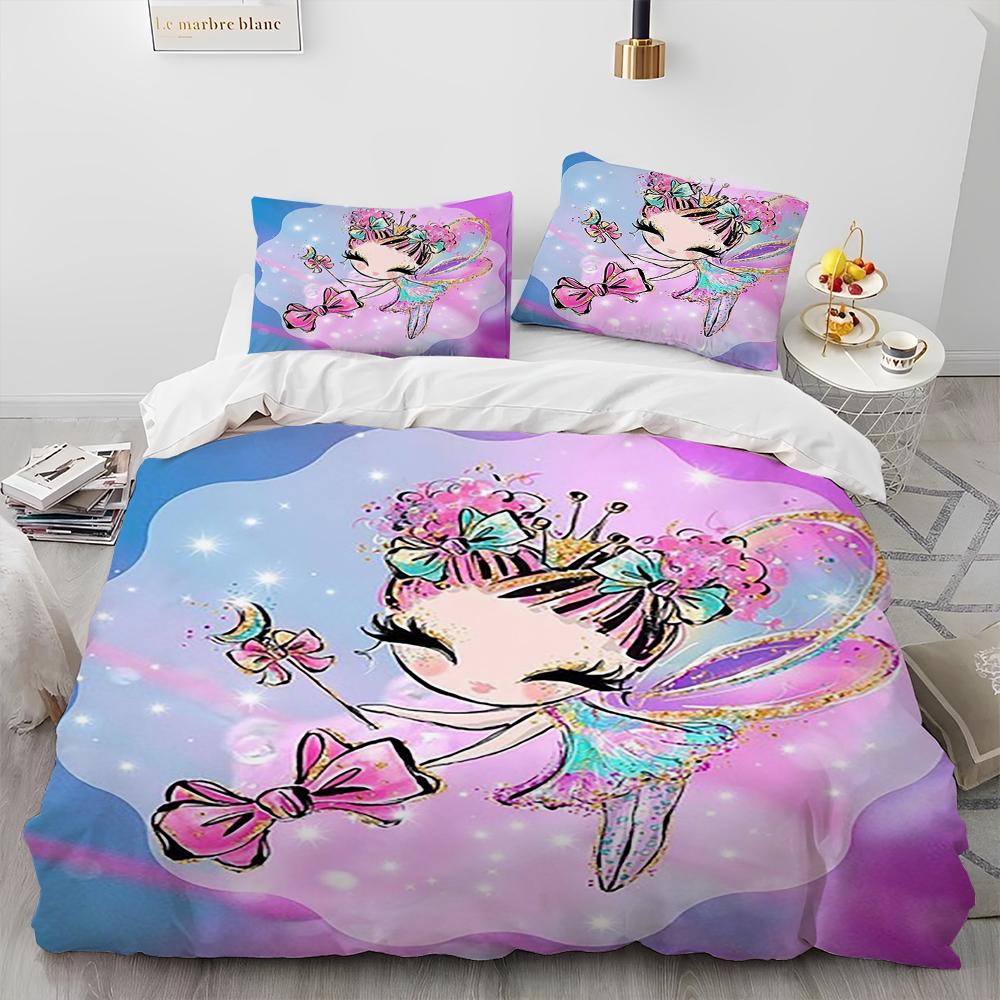 Cartoon Cute Ballet Girl Ballerina Comforter Bedding Set,Duvet Cover Bed Set Quilt Cover Pillowcase,Queen Size Bedding Set Kids
