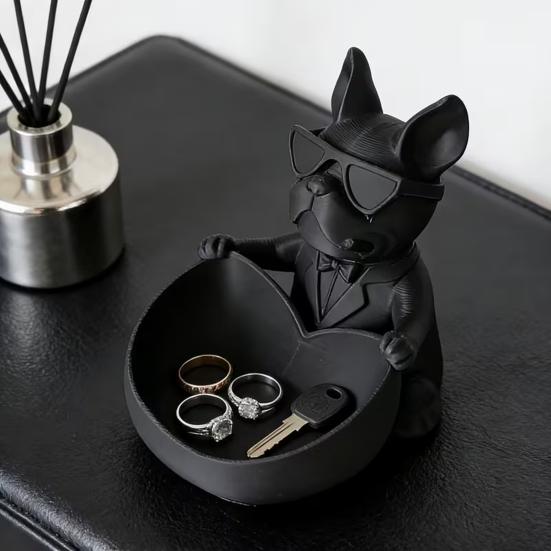 3D Printed Bulldog Storage Box Sunglasses French Bulldog Jewelry Trinkets Keys Desktop Organizer Bowl Pen Holder Decoration
