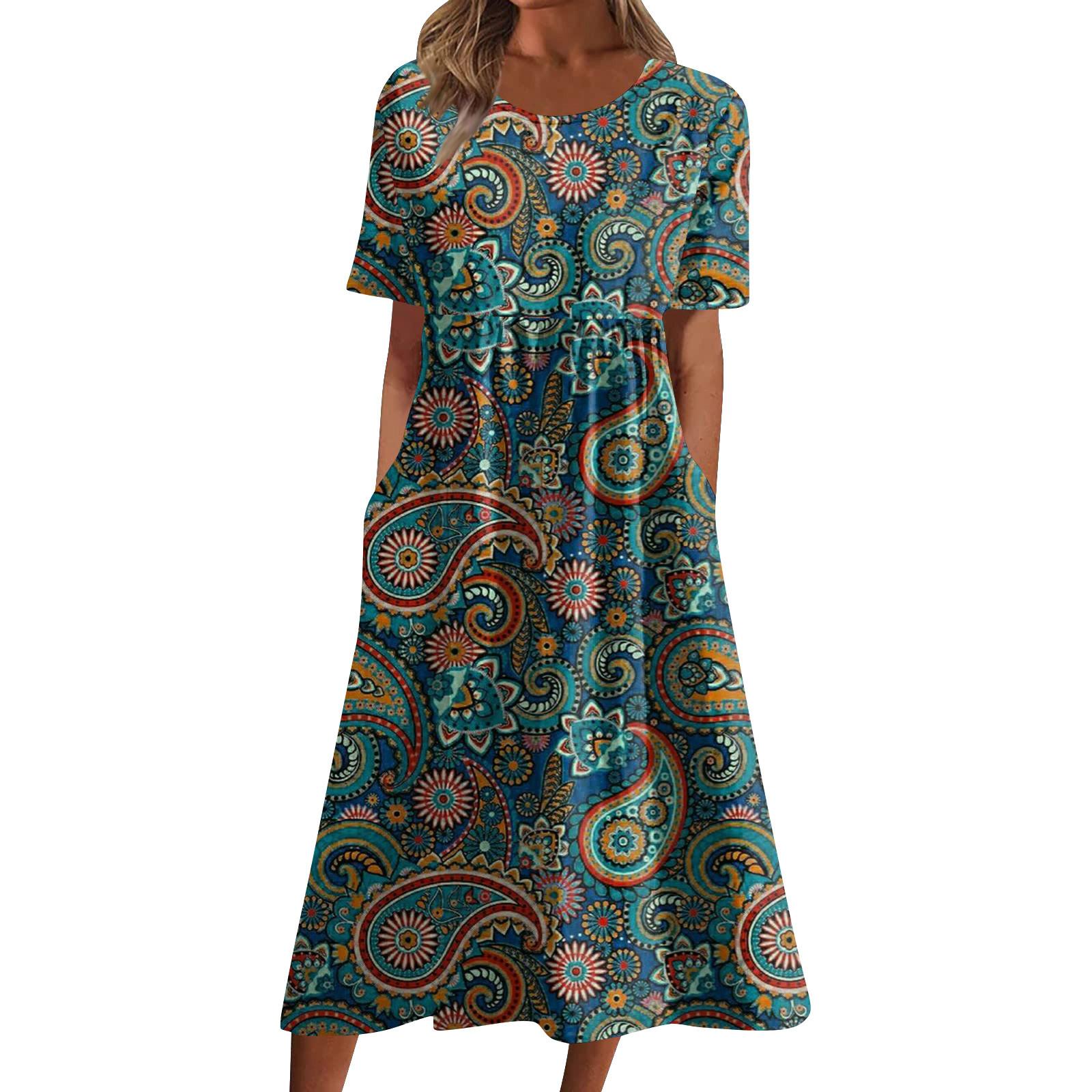 Жен. Повседневные платья Платья с принтами Летние платья С принтами Плиссированные — фото 3