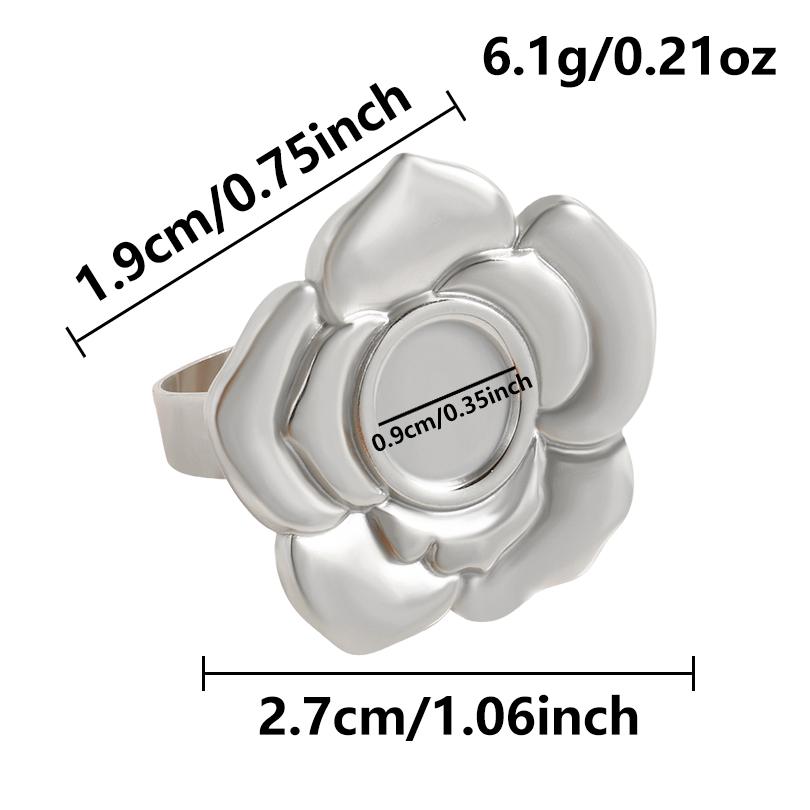 1Pc Stainless Steel Waterproof Women Personality Textured Chunky Open Rings Vintage Hollow Irregular Multi-layer Anillos Jewelry