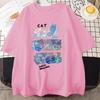 Fun Mischievous Cat Print Japanese Style T-Shirts Men Women Fashion Tshirs Breathable Summer T-Shirts Cotton Loose Tee Clothes