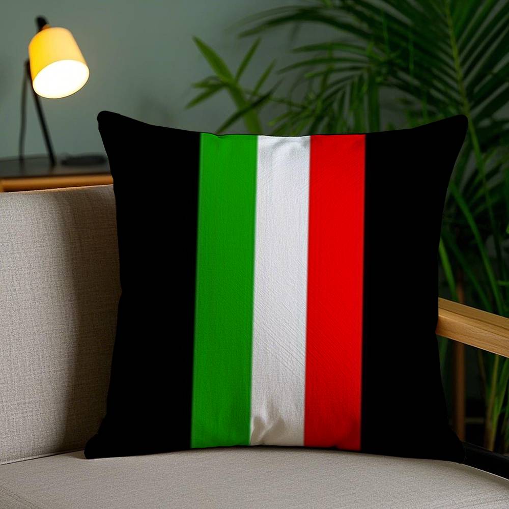 I-Iitalian Flag Pillow Case Office Sofa Dorm Chair Back Short Plush Double-sided Printing Home  Cushion Cover
