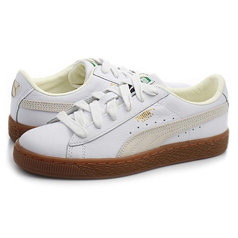 PUMA Basket Classic Rubber Retro Low Top Casual Skate Shoes Unisex White 365078-01