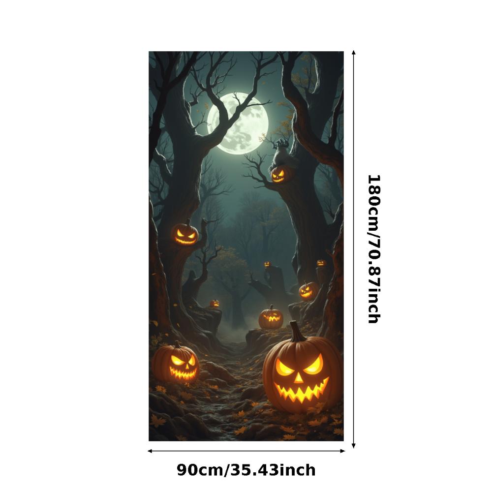 Jack O Lantern Banner Starry Sky Forest Theme Banner Pumpkin Banner Halloween Theme Spooky Decoration For Autumn Celebration