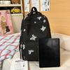 Butterfly Embroidery Backpack Casual Daily Bag Large Capacity School Bag for Students Commuters Minimalist Fashion Design with Tassel Details