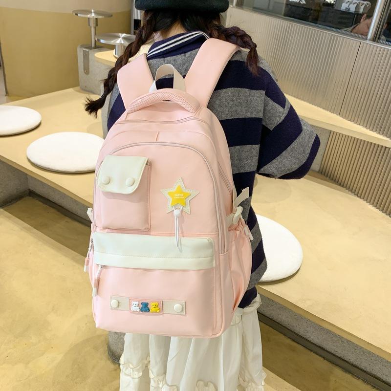 

Large Capacity Schoolbag Japanese Simple Style Backpack Solid Color Student Bag