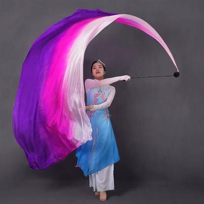 Silk Veil Poi Gorgeous Dance Flags with Swing Balls Colorful Worship Flags for Church, Stage, Tribal Performances